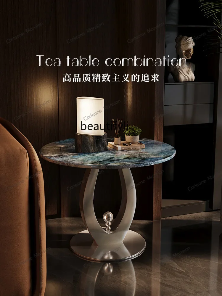 

Light Luxury High-Grade Marble Sofa Side Table Living Room New Designer Small Coffee Table