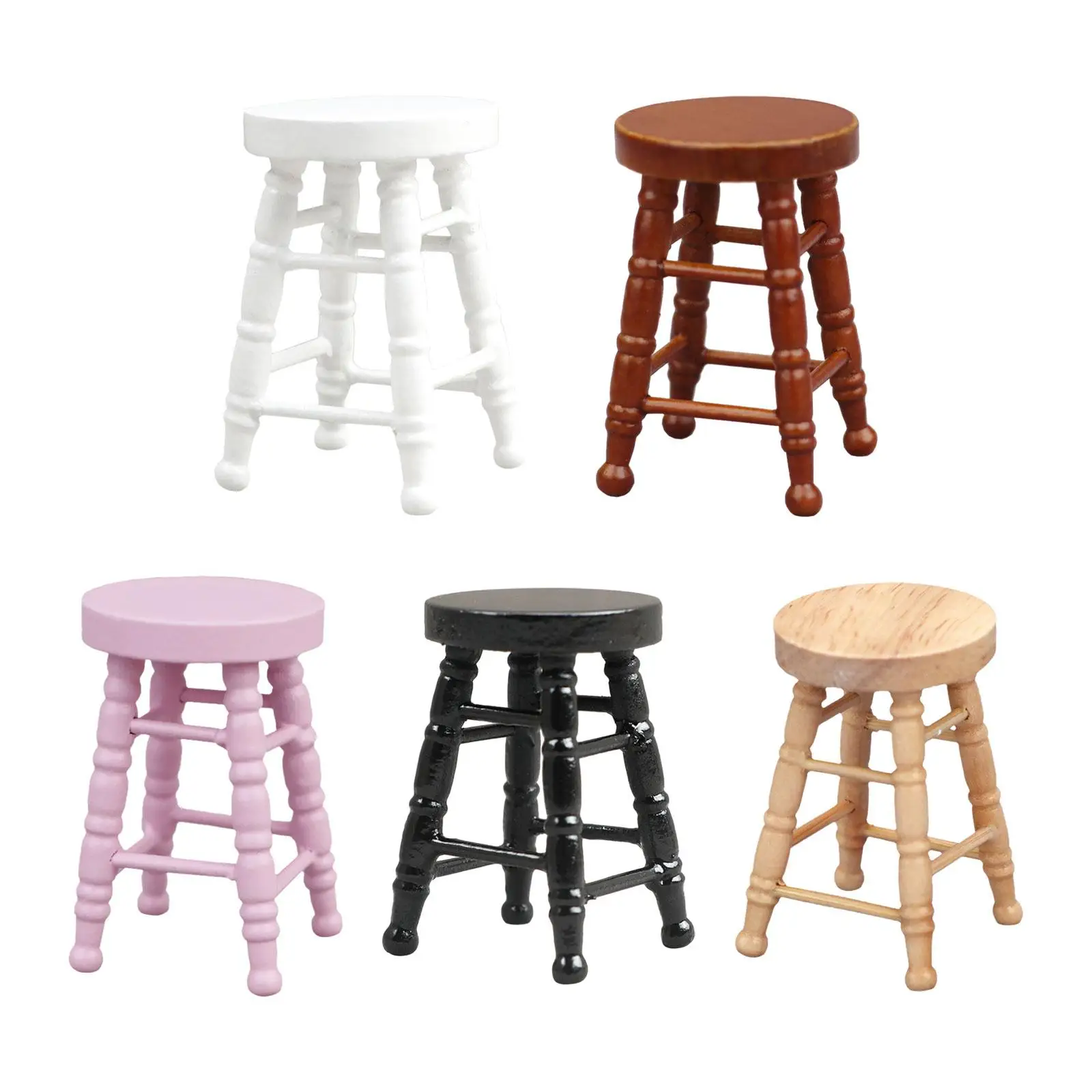 

Dollhouse Miniature Chair Wooden Stool Chair 1/12 Pub Photo Props Layout Props