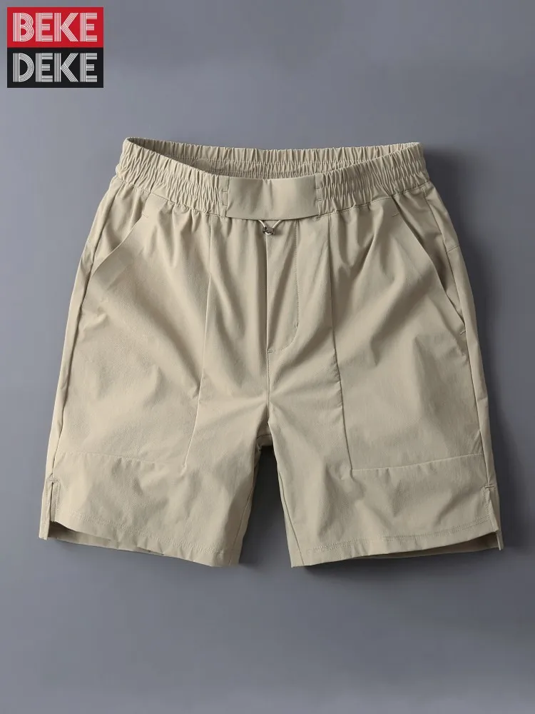 Men Fashion Solid Color Elastic Waist Shorts Summer Comfortable Breathable Designer Slim Fit Straight Trousers Casual Men Shorts