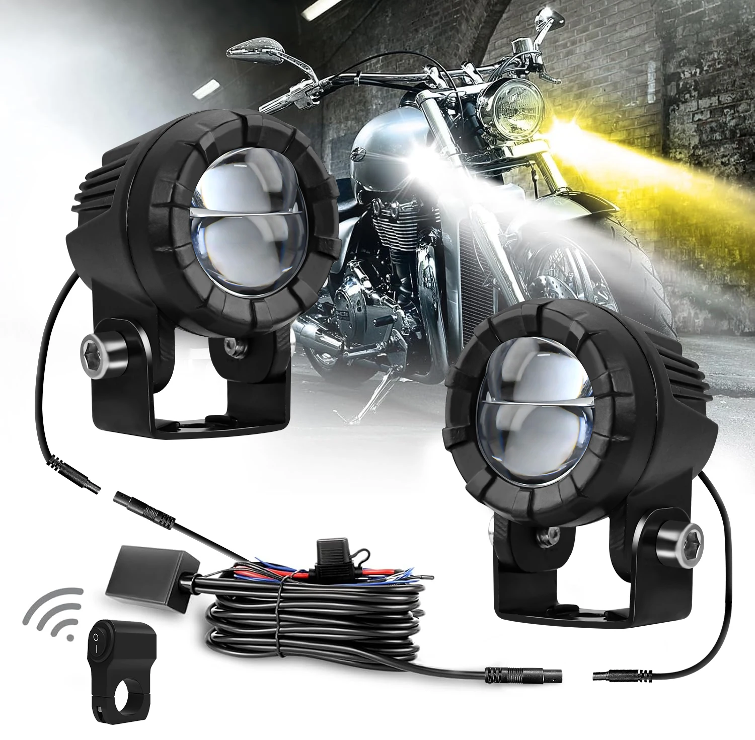Motorcycle LED Headlight Driving High/Low Len Fog Lamps 6 Pattern For ATV Truck Dirt SUV UTV 4x4 Off Road Super Brighter Light