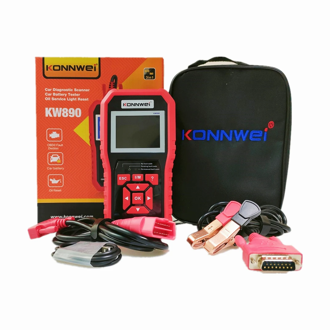 Home Vehicle Diagnose Device KONNWEI KW890 12V scanner automotriz 2 with battery tester oil light reset