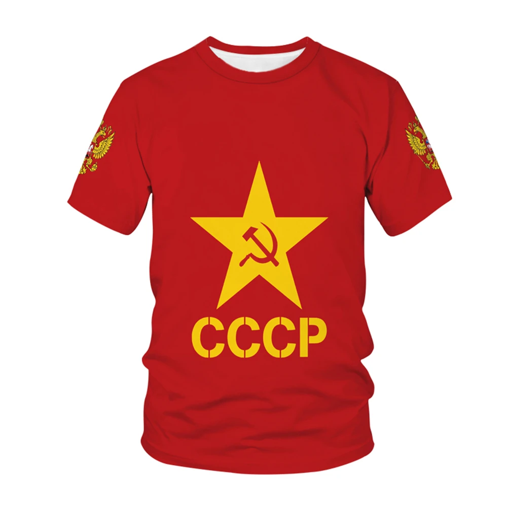 

Soviet Union National Flag Pattern T-shirt Men's Hot-selling New Summer Women's Short-sleeved T-shirt Top Shirt Children's 3D