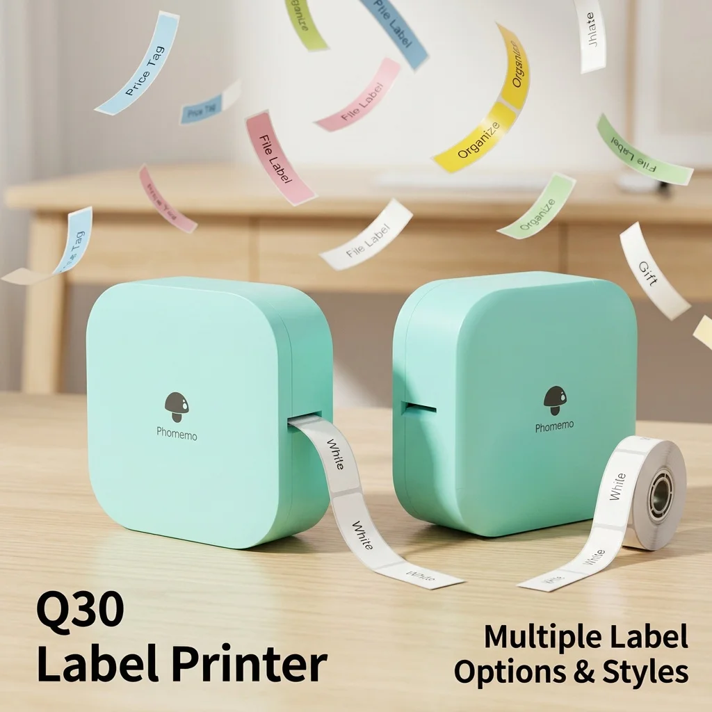 Phomemo Q30 Label Maker Wireless Mini Thermal Printer Portable Adhesive Sticker Barcode Labeling Machine for School Home Office