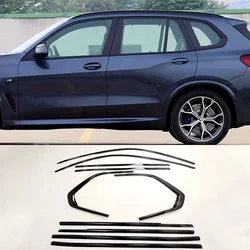 Black Steel Window Molding Frame Strips Trim Cover For BMW X5 G05 2018-2023