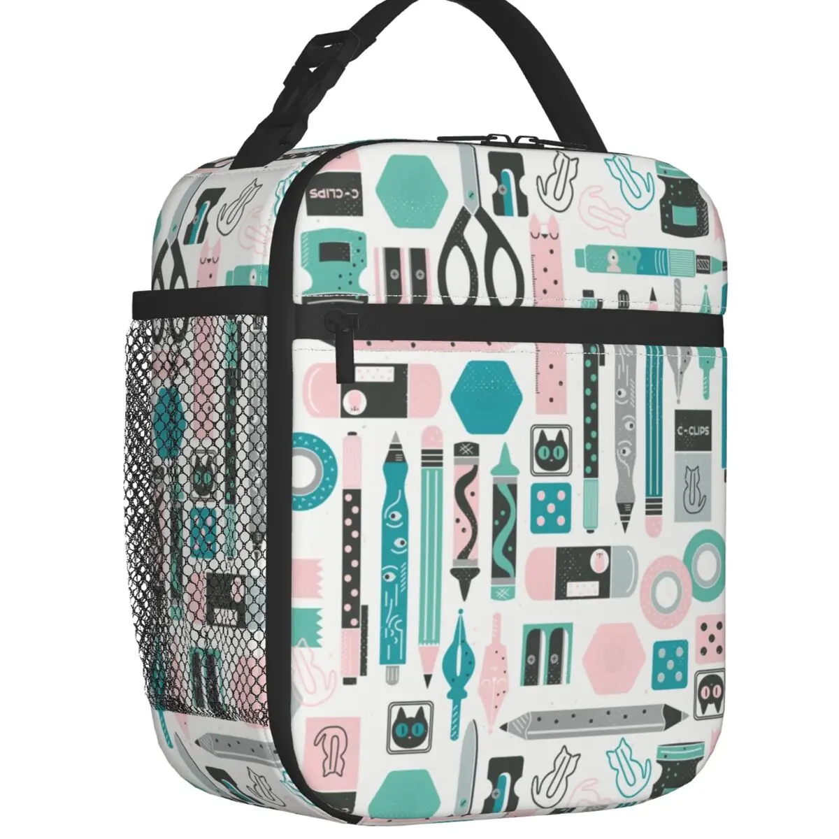 

Back To School Pattern Insulated Lunch Bags Teacher Pencils Stationery Love Portable Cooler Thermal Food Lunch Box Kids Children