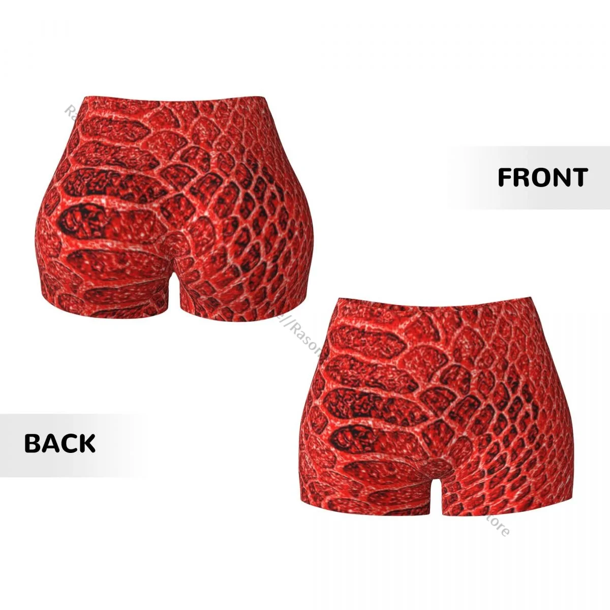 Sexy tight hip sports shorts Red Snake Skin fitness women\'s comfortable yoga shorts