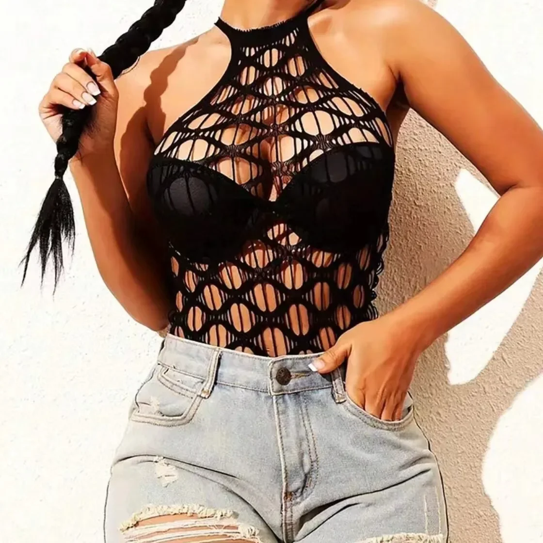 Robe moulante en résille creuse anti-cernes Sexy (sans bikini), vêtements de vacances d'été pour femmes