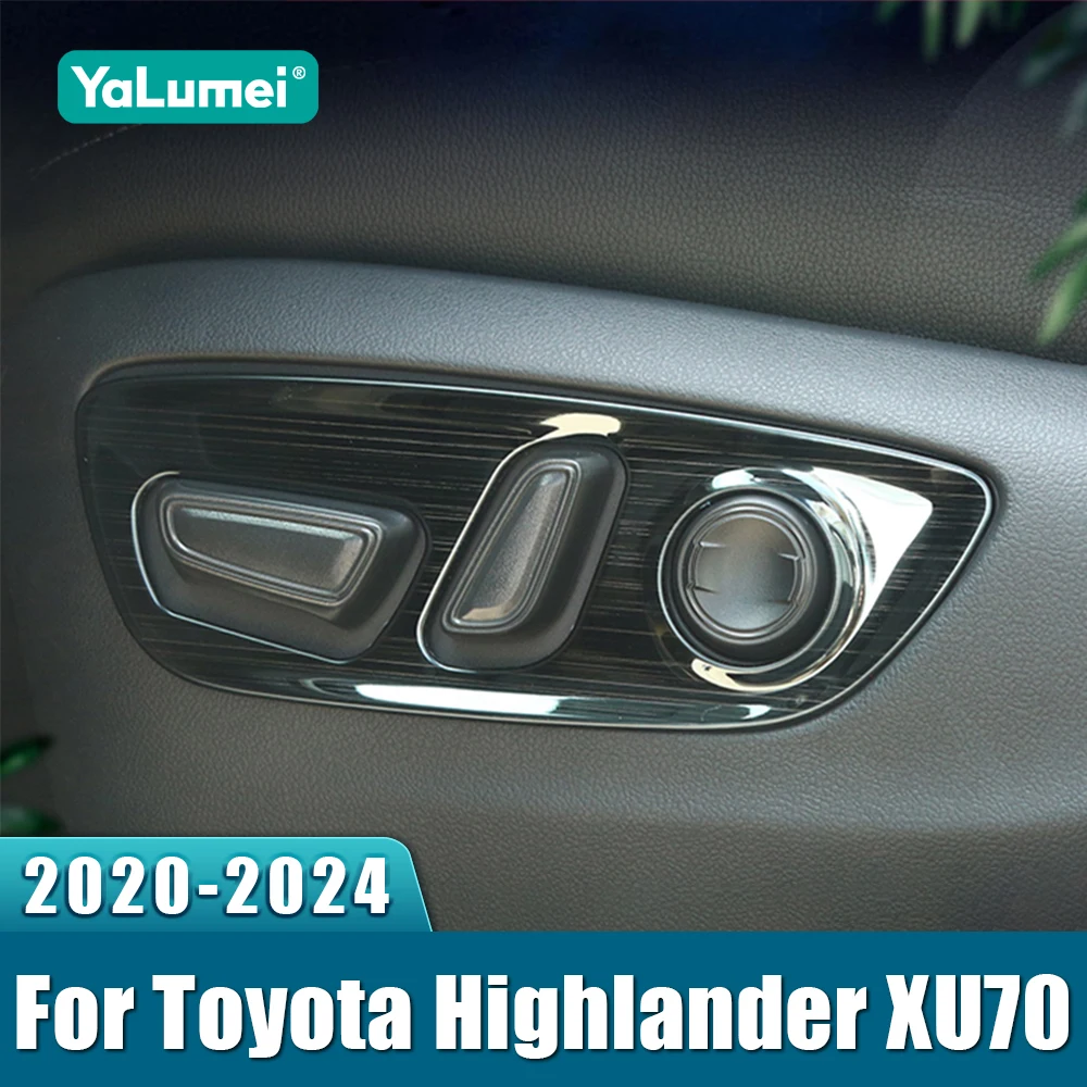 

For Toyota Highlander XU70 2020 2021 2022 2023 2024 Hybrid Stainless Car Seat Adjustment Switch Knob Panel Trim Cover Stickers