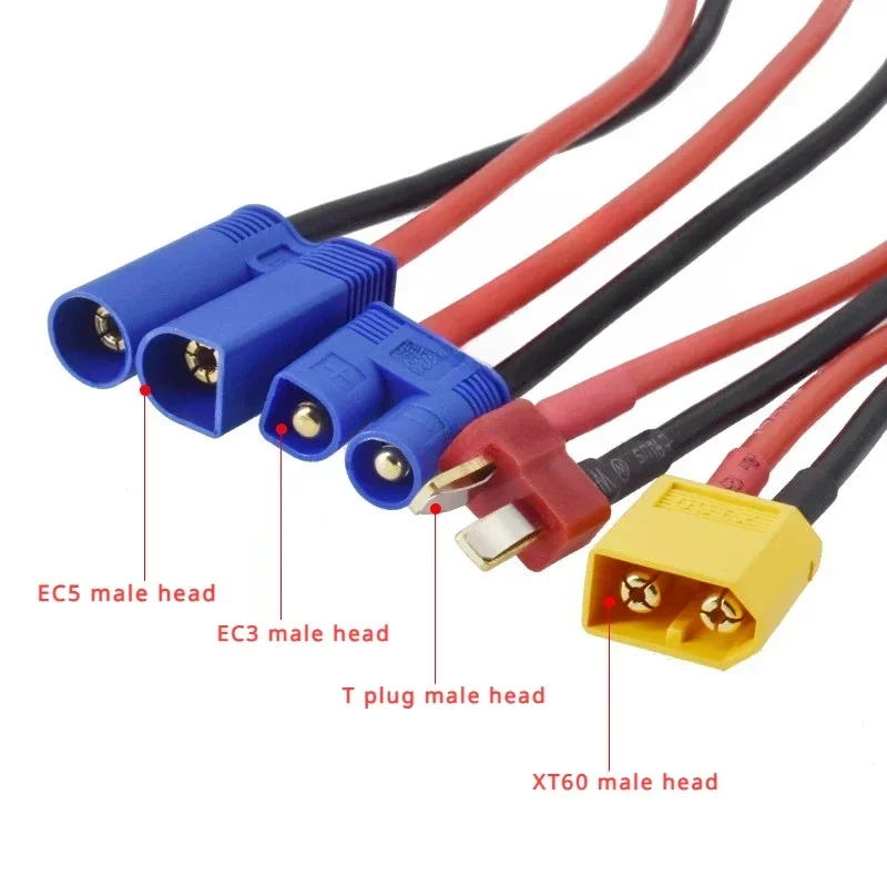 20Cm Ec3 Ec5 Xt30 Xt60 Trx T Stekker Mannelijke Koplading Lood Naar 4.0Mm Bananenpluggen Oplaadkabel Siliconen Draad 14awg Voor Lipo-Batterij