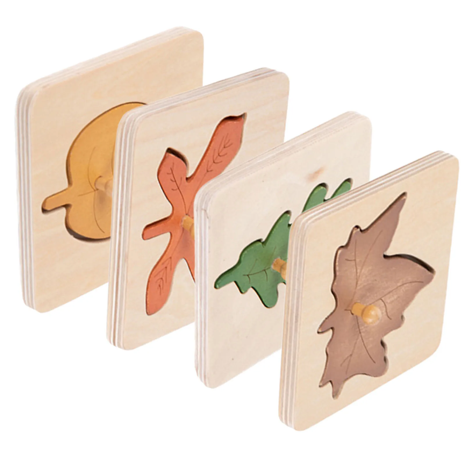 4 pezzi Montessori foglie puzzle forma di legno gioco educativo cognitivo prescolare bambino apprendimento precoce sviluppo del cervello