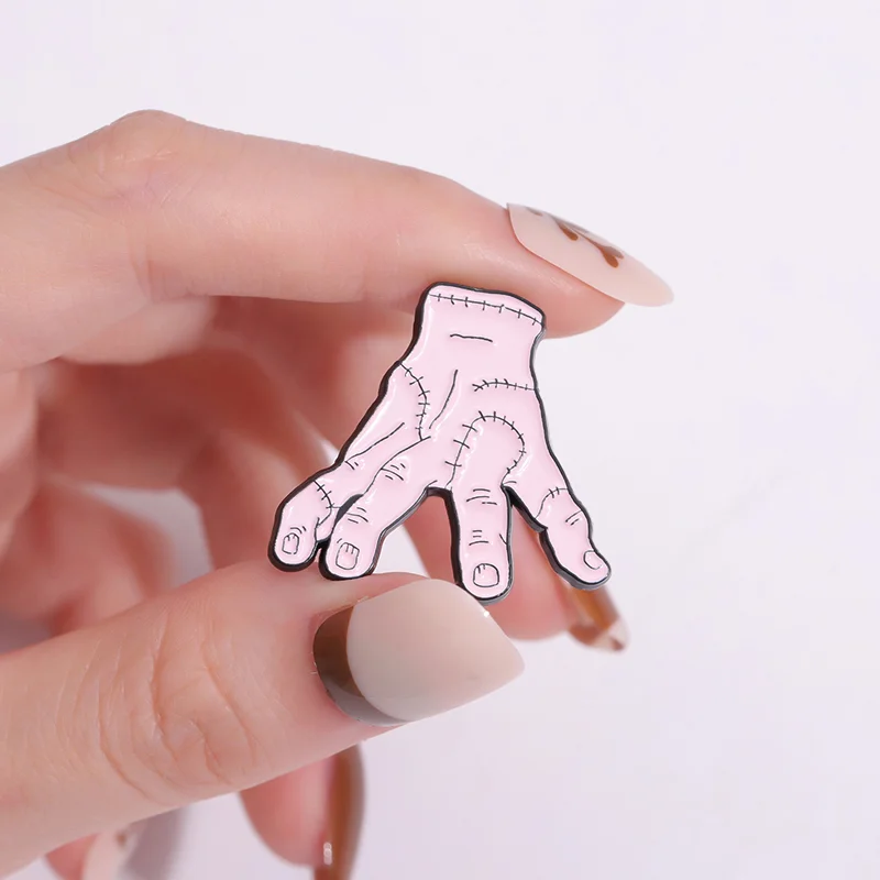 Wednesday Cartoon Enamel Pins Custom Terror Punk Hands Metal Decorative Brooch Lapel Badges Backpack Hat Jewelry Gifts Wholesale