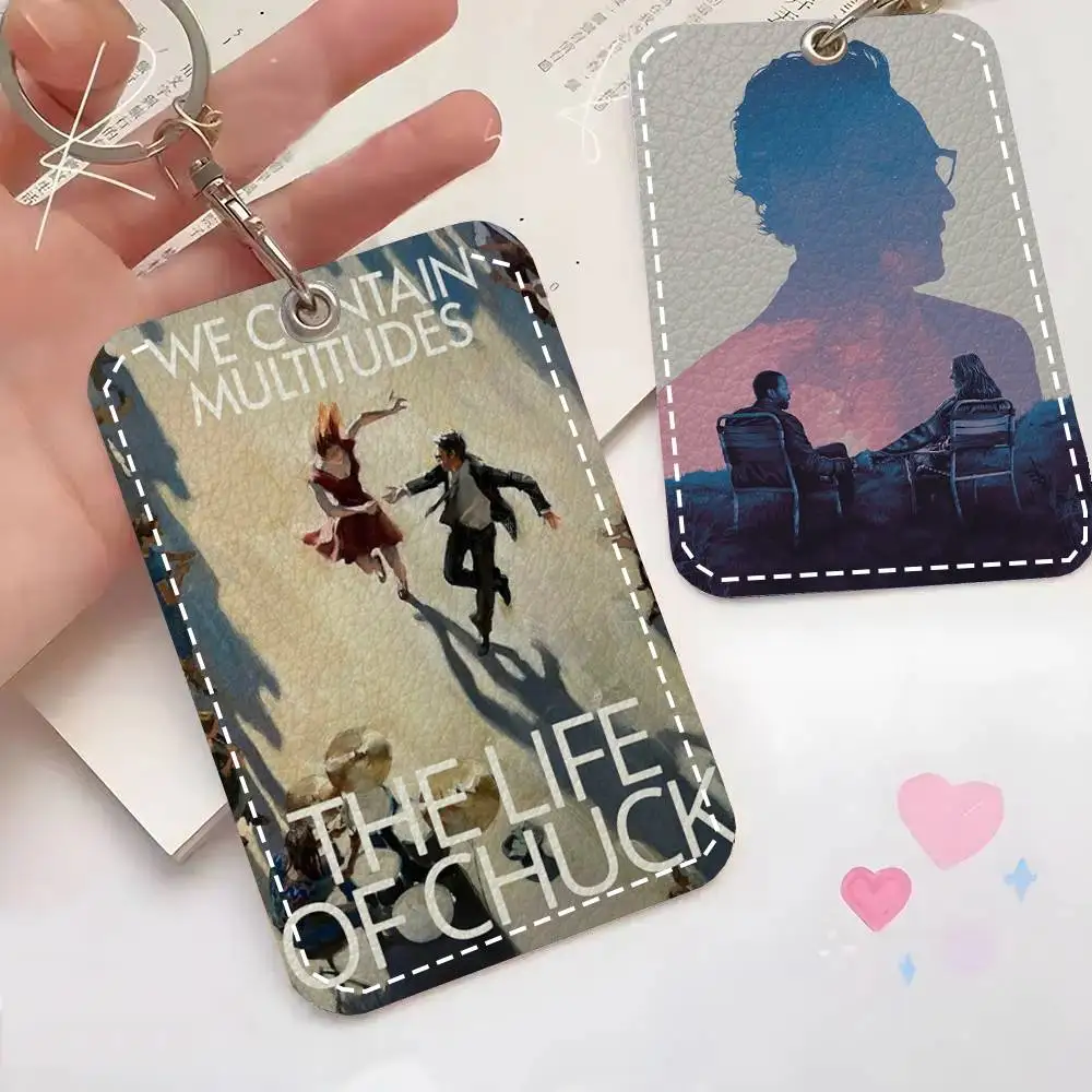 The Life Of C-Chuck Strange Science Fiction Card Case Keychain Access Card Bag Key Tag Ring Leather Card Holder Key Ring Access