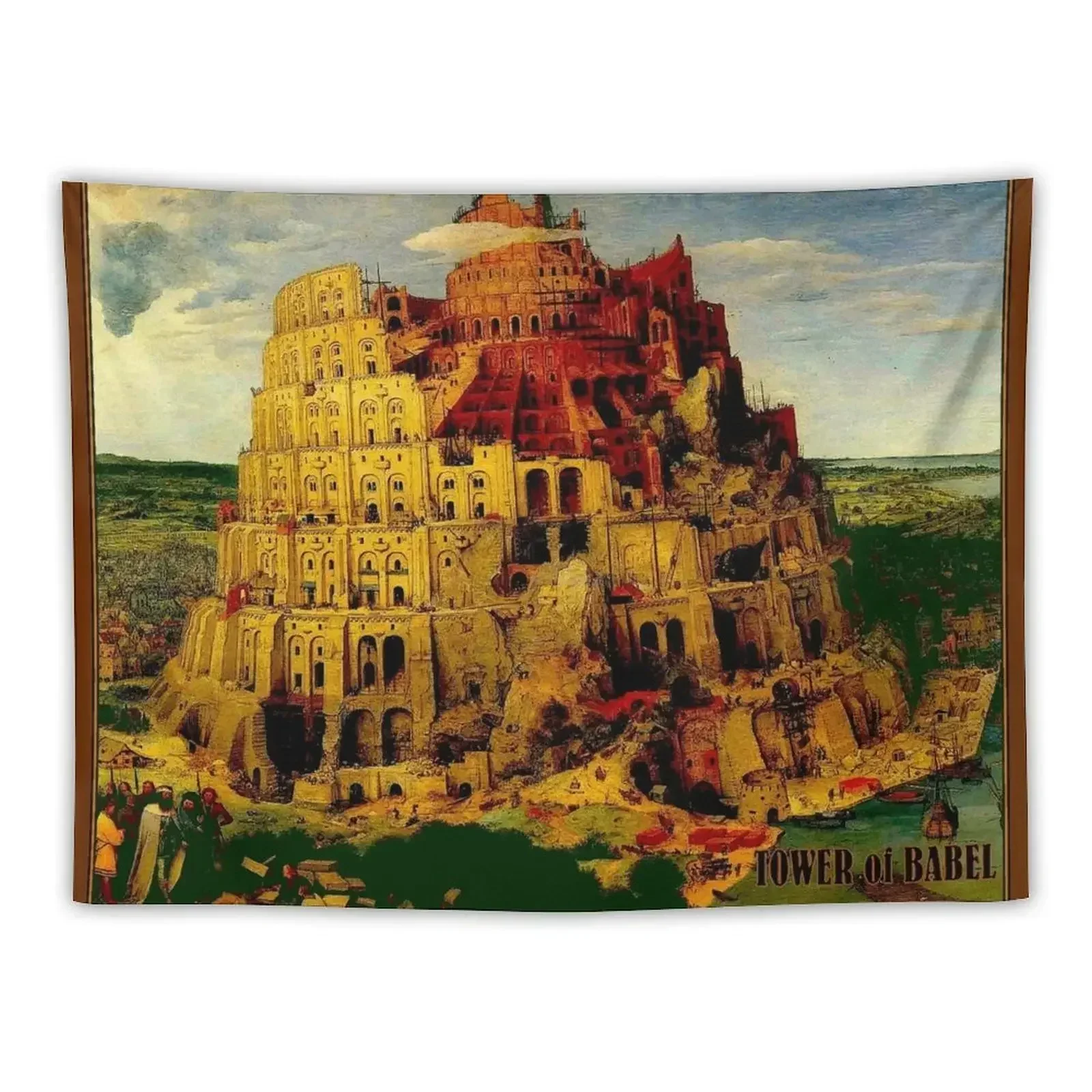 TOWER of BABEL : Vintage 1563 Old Testament Bible Print Tapestry Home Decorators Room Decor Korean Style Tapestry