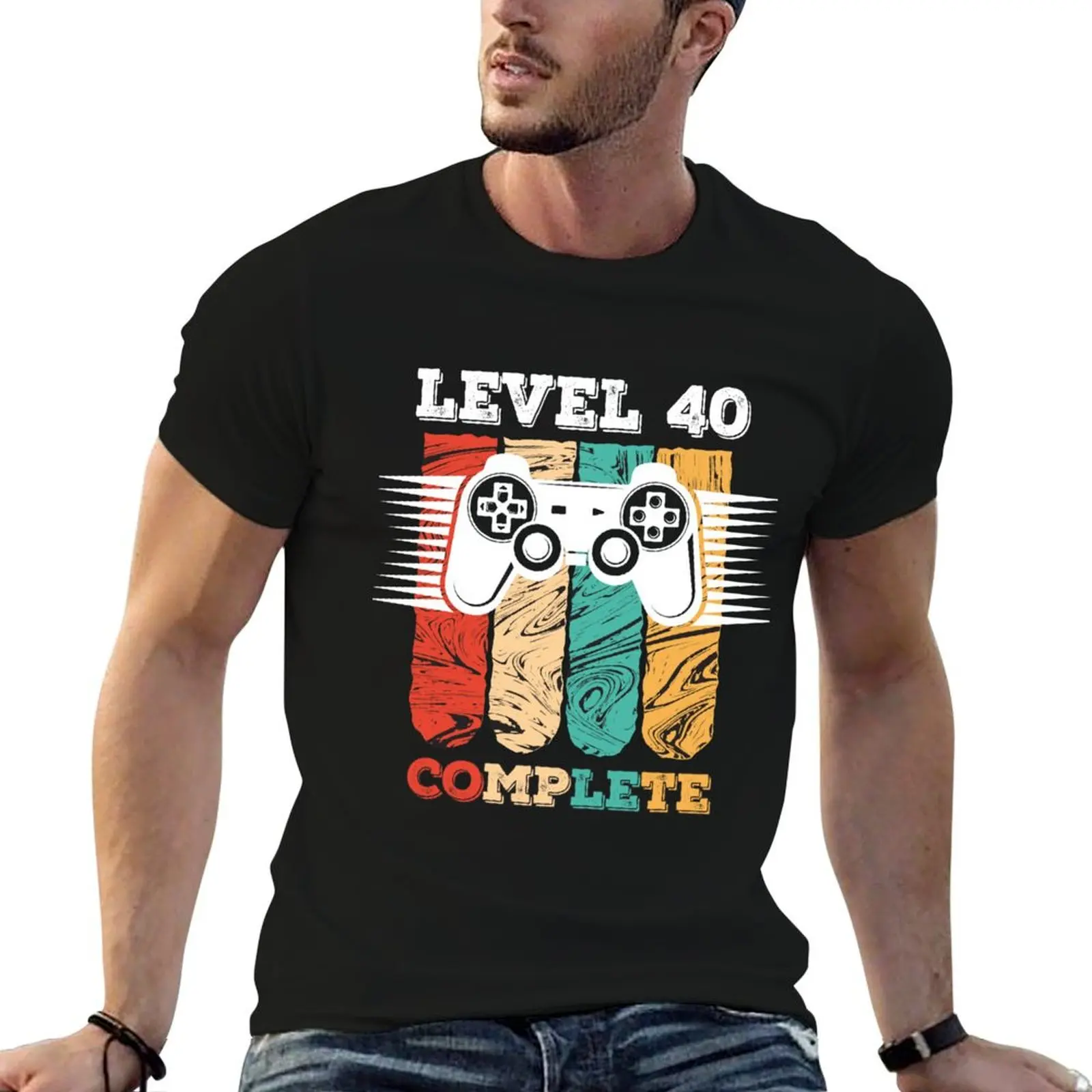 Level 40 Complete 40th Birthday - Celebrate 40th Wedding Gift Video Gamer T-Shirt kawaii clothes blanks mens t shirt