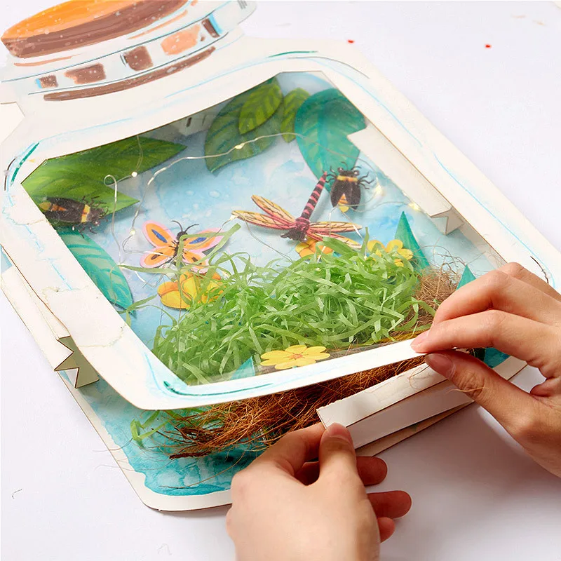 DIY Craft Toys Creativity for Children Scrapbooking Materials Arts Insects Fish landscape Paper Crafts Stuff Educational Toys