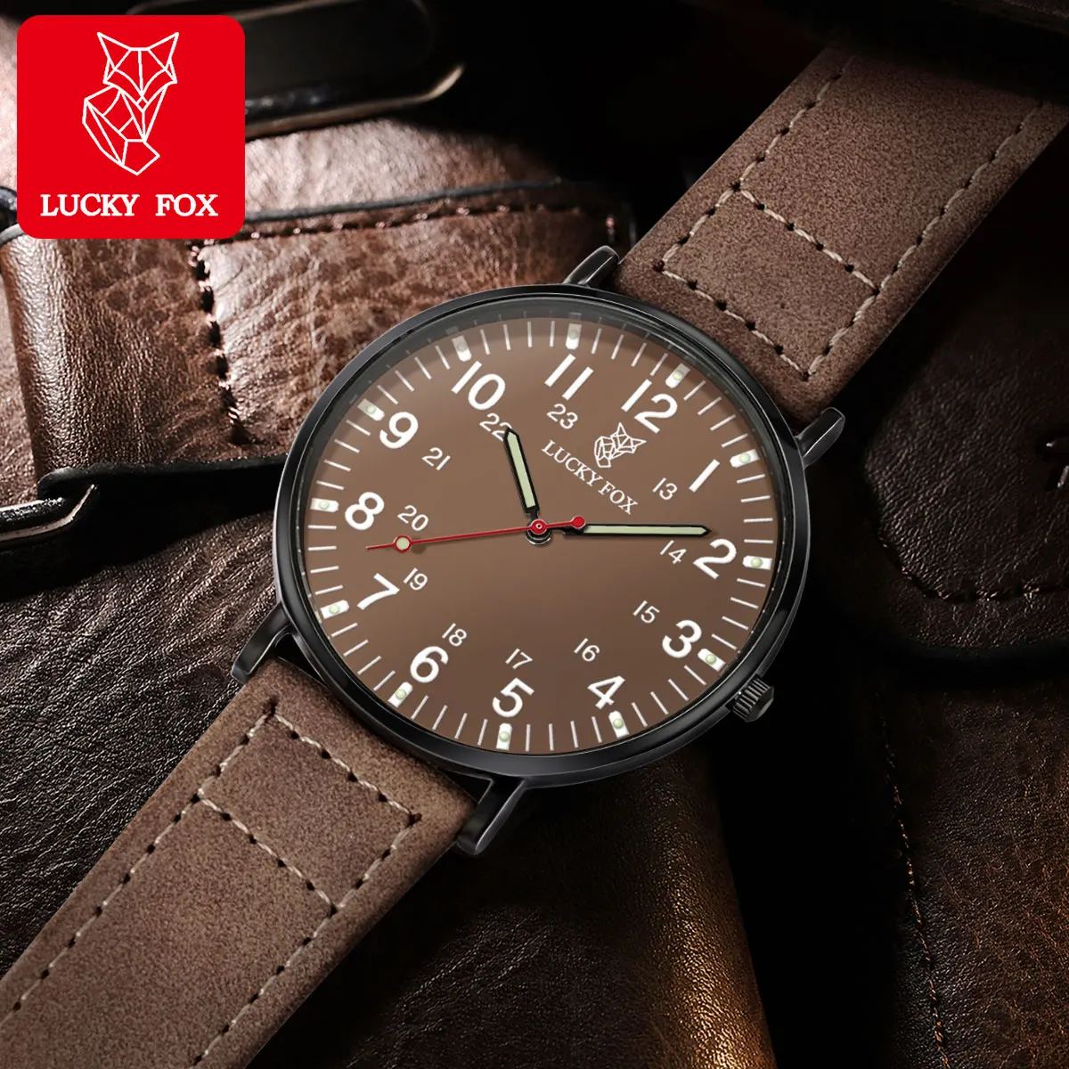

LUCKY FOX Классические роскошные простые повседневные кварцевые часы Мужские часы Наручные часы Мужские часы для мужчин Кварцевые часы с большим круглым циферблатом