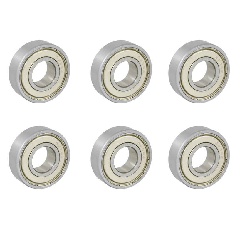 

6 Pcs 15X35x11mm Shielded Miniature Deep Groove Ball Radial 6202Z Ball Bearing Silver + White