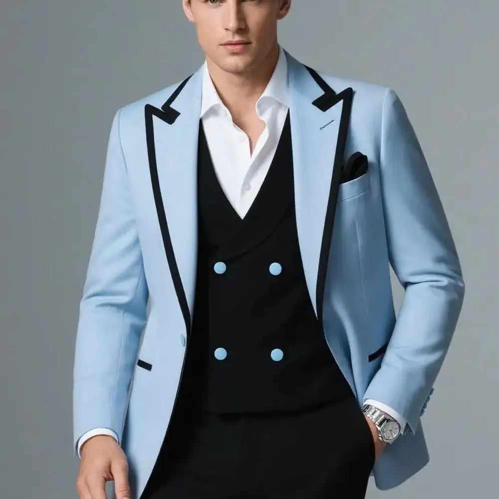 

Men's Wedding Suits 3 Pieces Casual Groomsmen Bridegroom Wedding Tuxedos Blazer Jacket Vest Pants Costume Homme