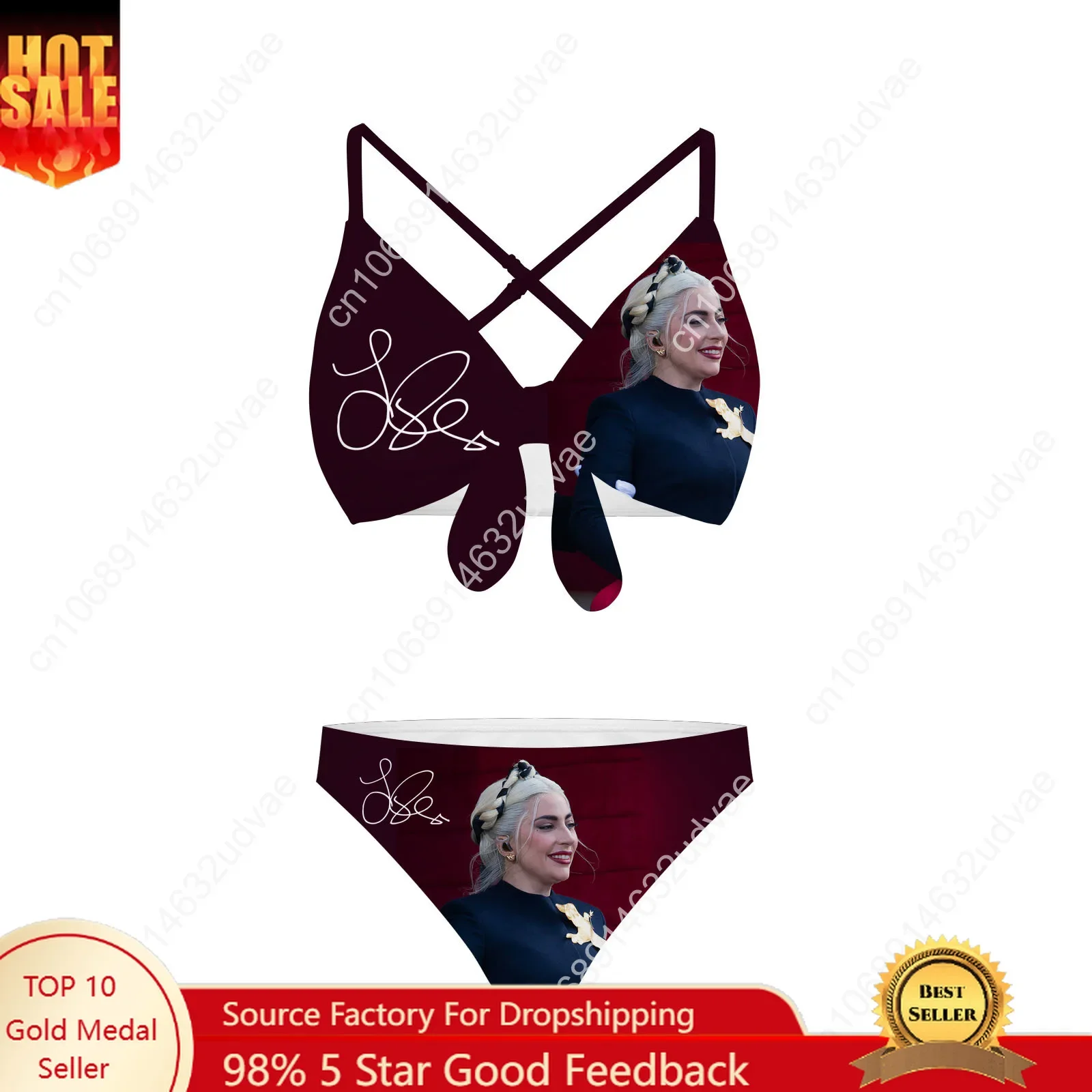

Lady Gaga Bathing Suits Cross Strap Suspenders Swimsuits Womens Personalized Bikini Pool Party Swimwear Customized Beachwear