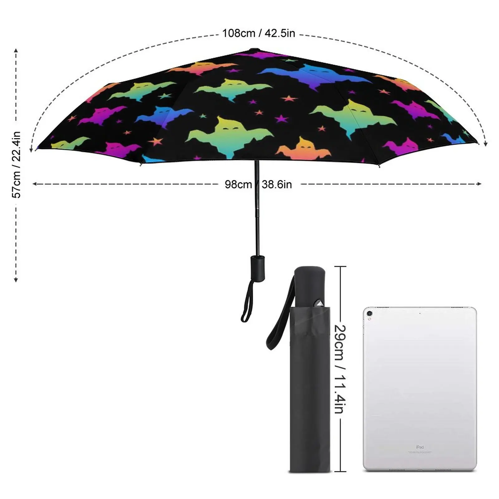 Cute Halloween Umbrella Colorful Ghosts Elegant Windshield Umbrella Automatic Painting Compact Home Umbrella