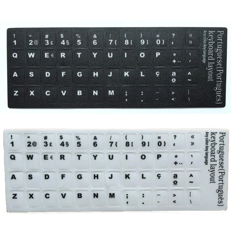 

Lot 10pcs Portugal Keyboard Stick Sticker Layout Durable Alphabet Black or White Letters for Universal Laptop Desktop