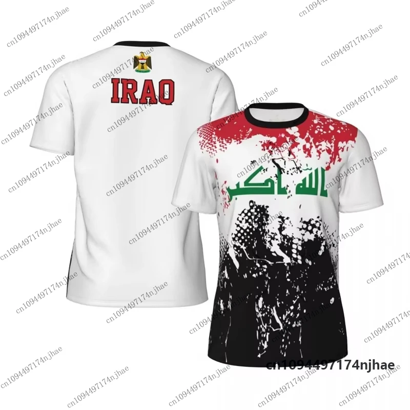 Summer New Iraq Flag Graphic Football Men's T-shirt National Emblem Print Outdoor Sports Quick Dry Tees Casual Kids/Adult Tops