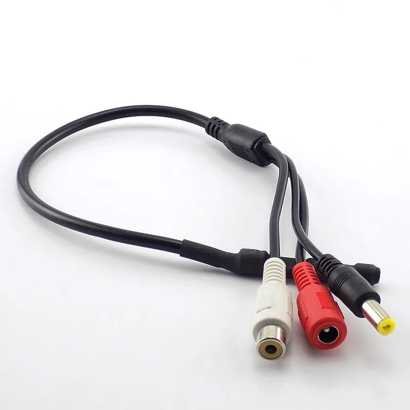 1/3/5pcs DC 12V Sound Monitor Audio Pickup Mini Audio Microphone RCA Power Cable for Cctv Security Camera DVR Video Surveillance