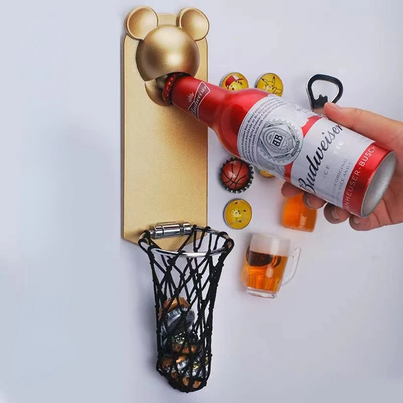 

Mouse basket opener creative shooting beer open zinc alloy screwdriver magnetic suction refrigerator wall hanging bottle