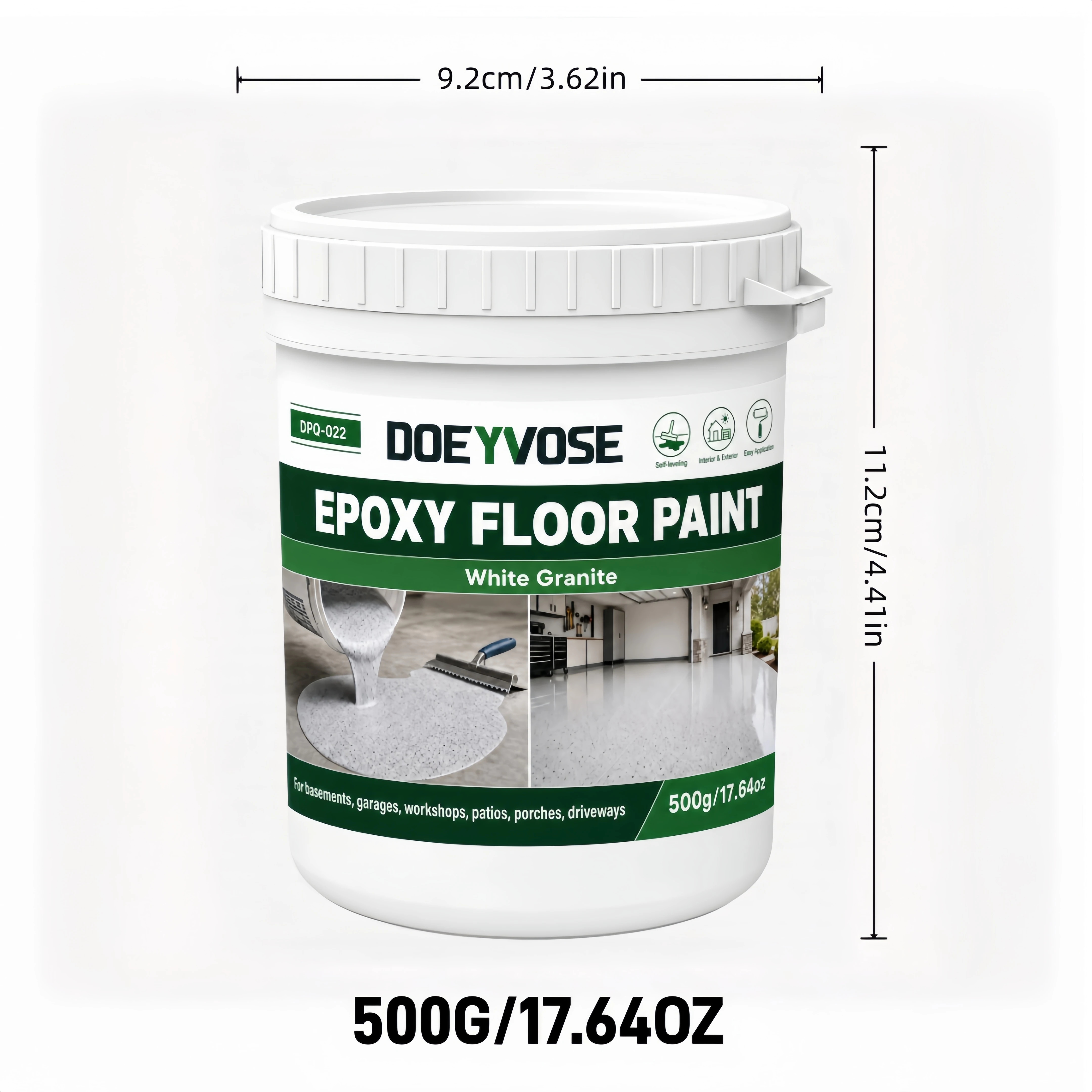 500g Self-leveling Gray Epoxy Paint Indoor Outdoor Concrete Floor Renovation