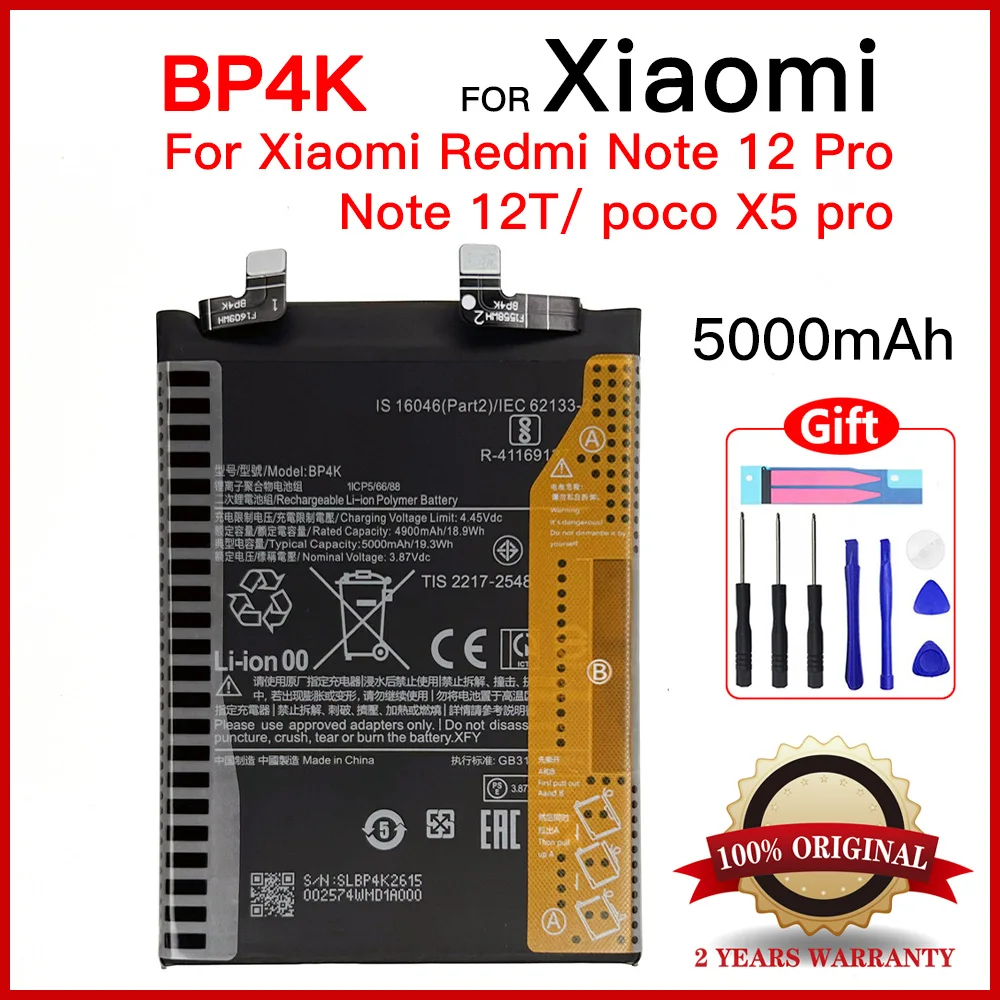 Genuine BP4K For Xiaomi Redmi BP4K Note 12 Pro / RedmiNote 12T / Poco X50 Pro Phone Batteries