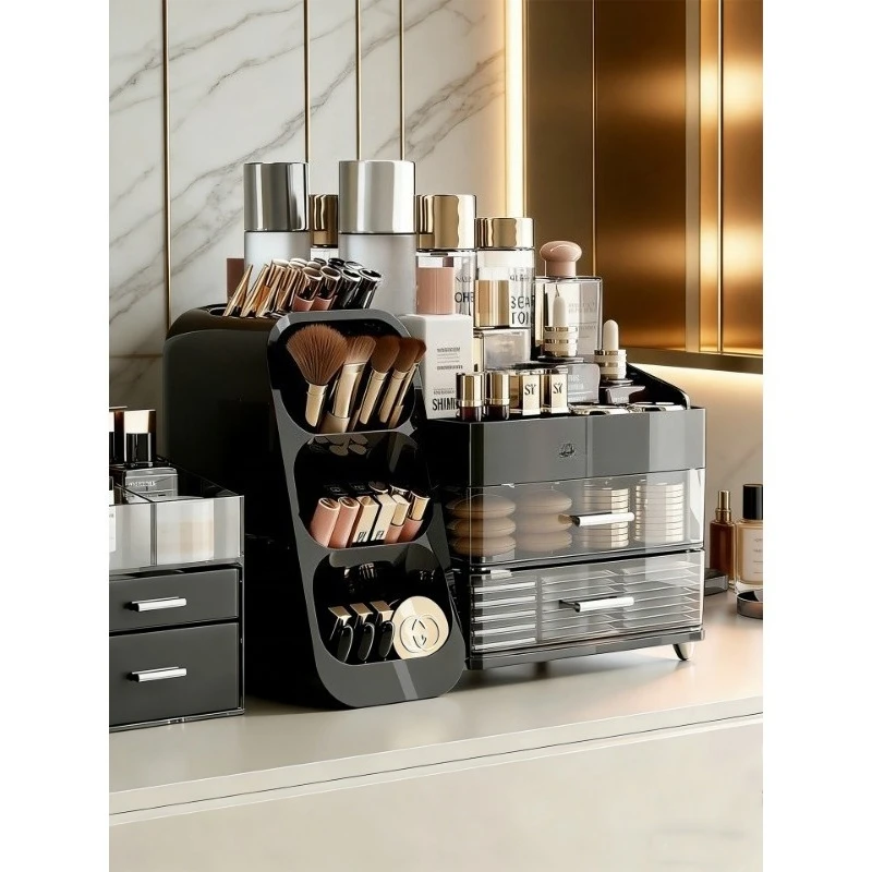Large Capacity Cosmetic Storage Box Vanity Organizer Lipstick Skincare Container Multifunctional Makeup Rack For Dressing Table