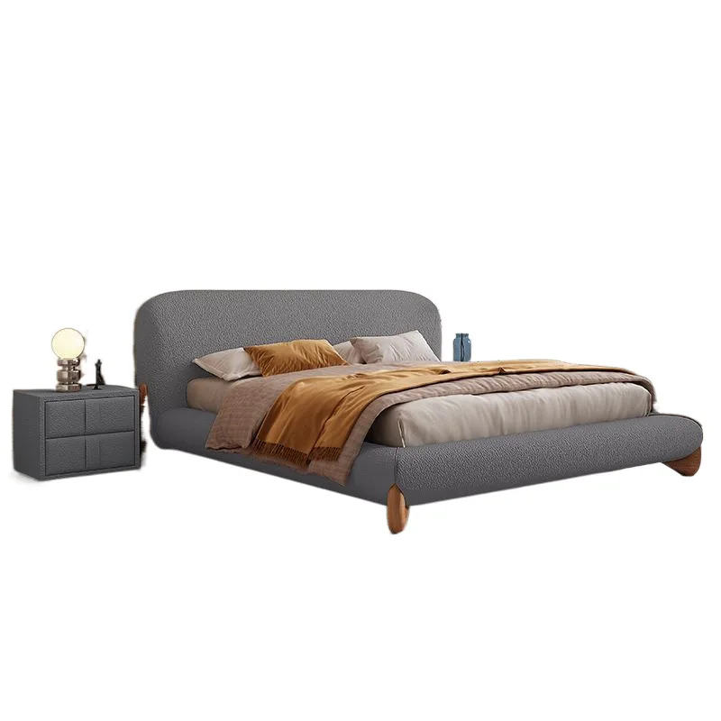 

Lamb wool bed Modern minimalist bedroom Queen bed Double