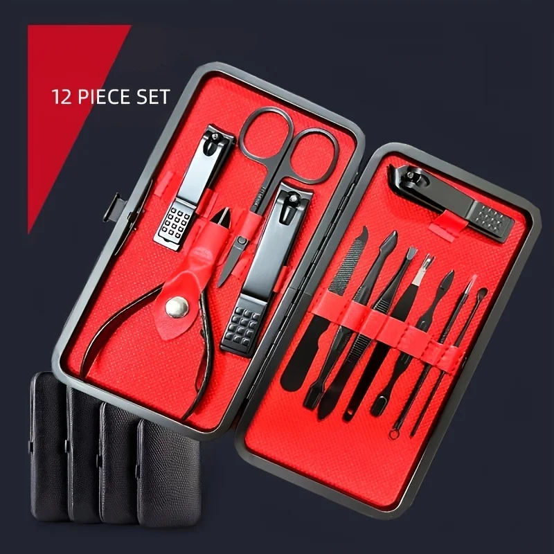 Stainless Steel Manicure Pedicure kit Professional Nail Foot Care 7/10/12/15/18 pcs Black Nail Clipper Set