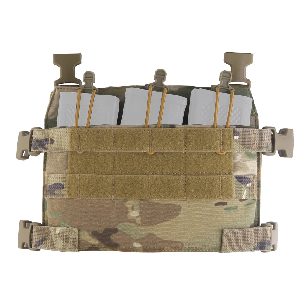 Wosport M4 Triple Mag Panel 5.56 Triple Pouch MOLLE Hook and Loop Front Plate Elastic Pull Tab Modular Chest Rig for Airsoft