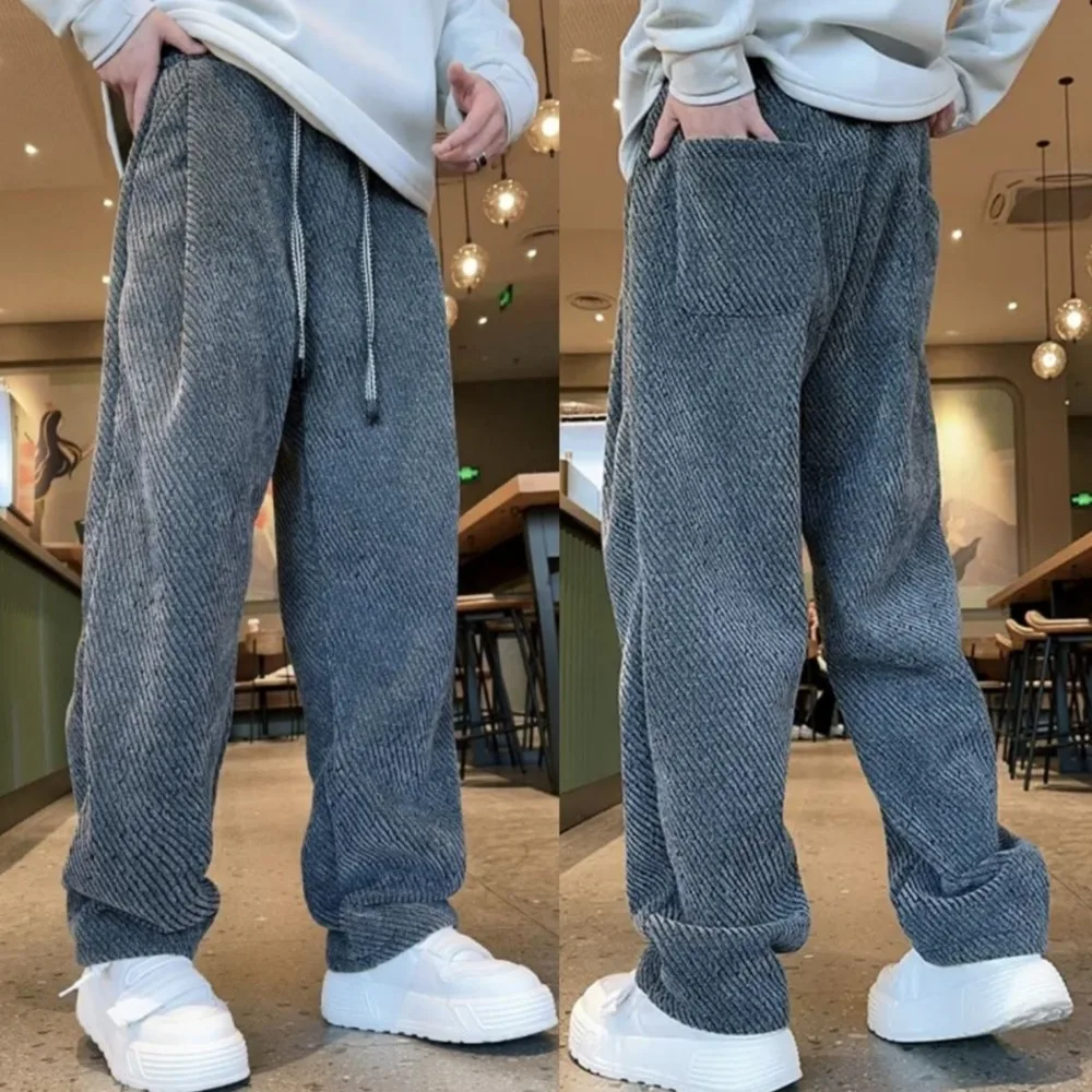 Versatile Straight Slacks Men's Autumn Winter Loose Invisible Open Crotch Outdoor Sex Large Size Wide Leg Pants Mopping Pants