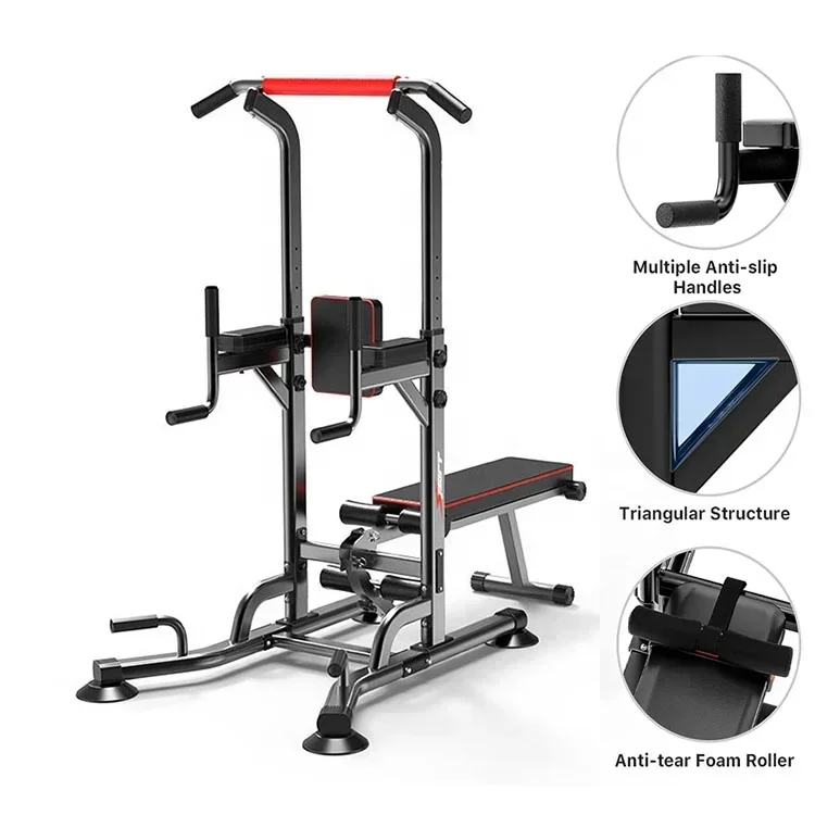 Adjustable Horizontal Multi-Function Power Tower Dip Station Pull Up Bar for Home Office Gym