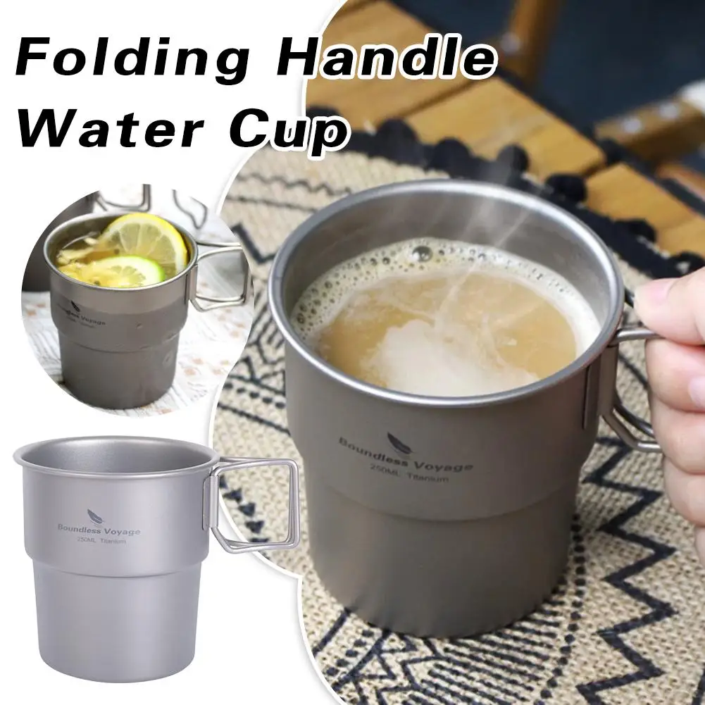Folding Handle Water Cup Stackable Camping Mug with Folding Handle for Outdoor Travel Beer Tea Water