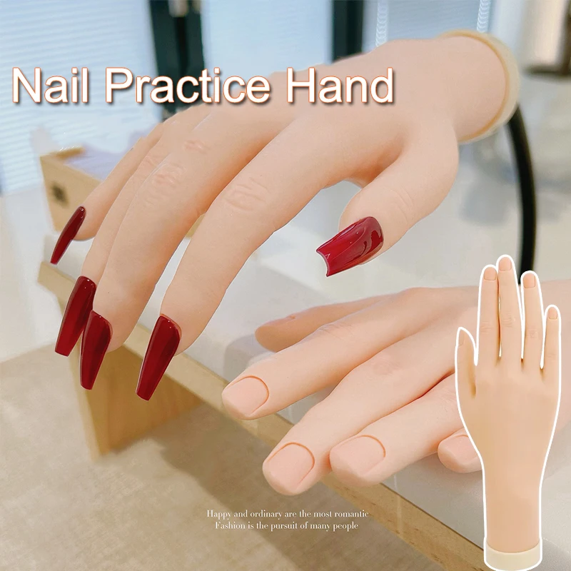 

Silicone Nail Practice Hand Bendable Fake Hands for Acrylic Manicure Training Tool Novice Nail Art Simulation Finger Model