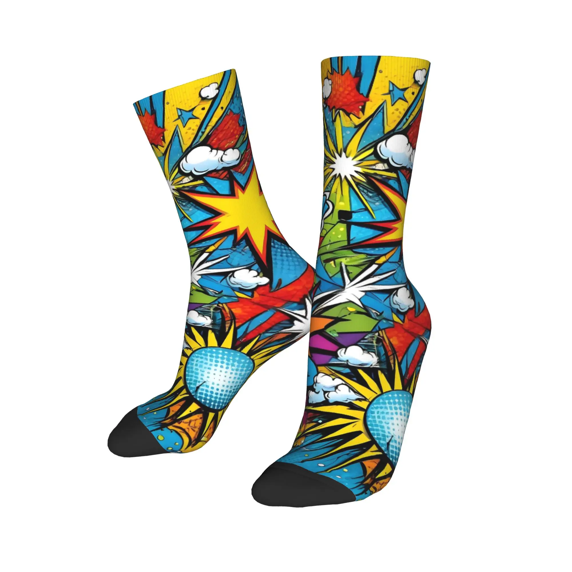 

Осенне-зимние повседневные мужские и женские носки в стиле поп-арт, впитывающие пот, средние носки-трубы