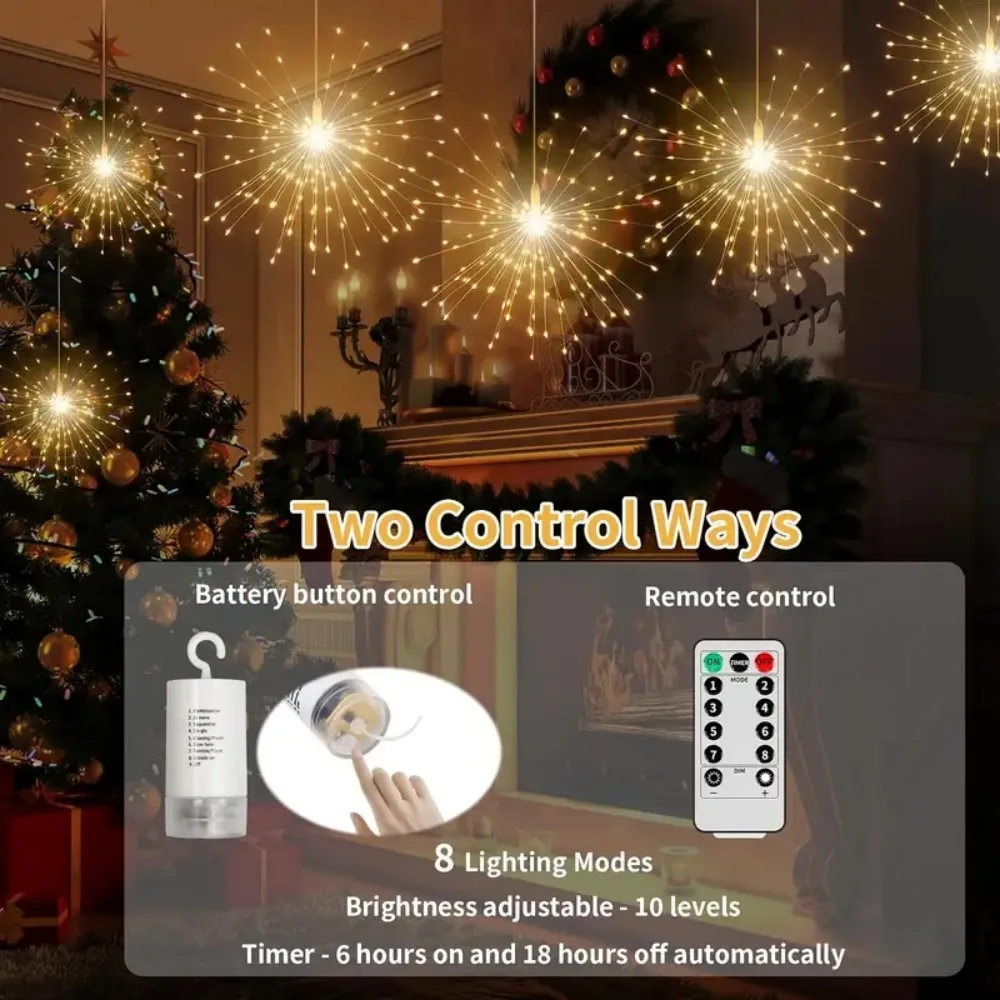 1PC LED Copper Wire Firework Lights,Battery Powered 8 Modes Fairy Light for Home,Party,Wedding,outdoor,Garden image 4