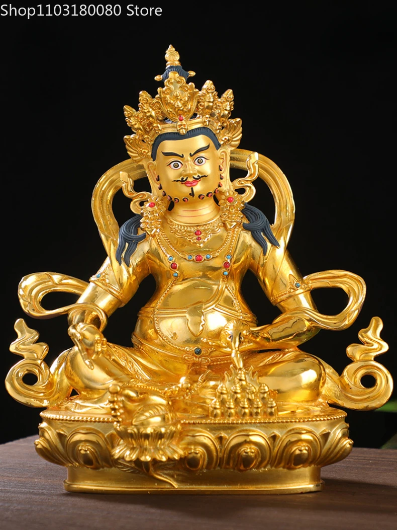 46cm Copper brass gilding Yellow Jambhala buddha statue Tibet buddhism God of wealth sculpture Large size For Temple Home