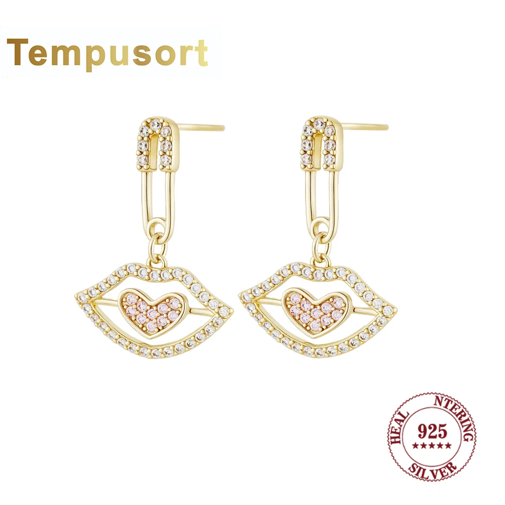 

Серьги-капли Tempusort из стерлингового серебра 925 пробы с цирконием и сердцем, модные вечерние украшения для женщин, модные персональные ювелирные аксессуары