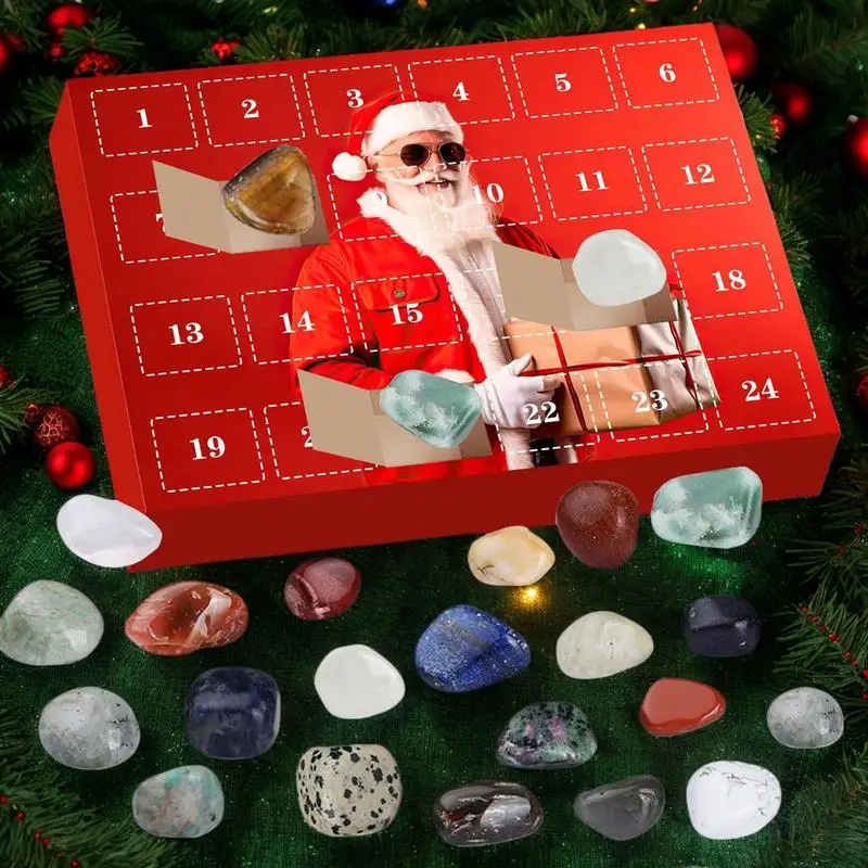 Calendario de Adviento de roca de cristal de pato de goma de Navidad, juego de piedras coloridas, divertidos juguetes de baño para niños, regalos de Año Nuevo 2025