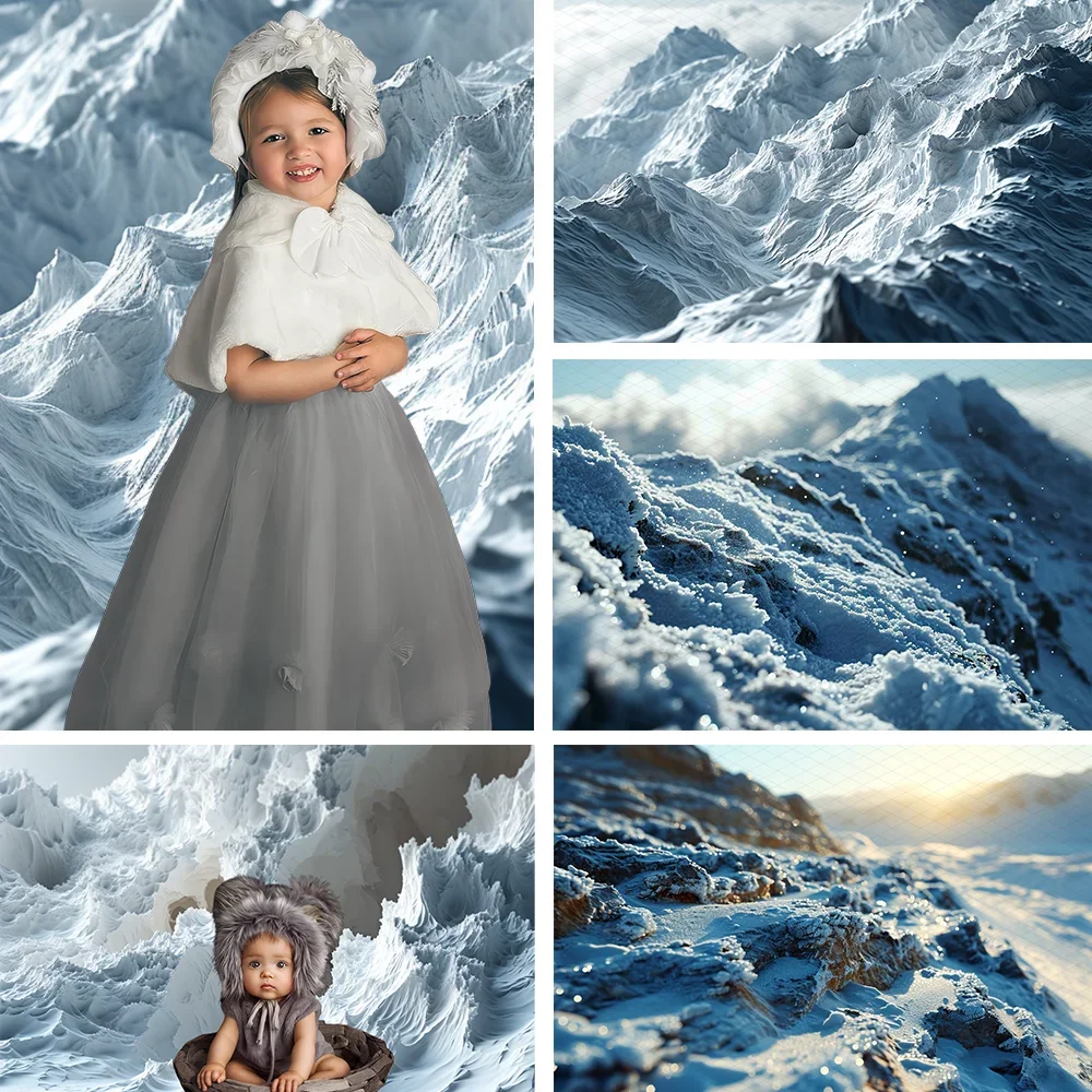 

Winter Photography Backdrop Frost Snowy Hill Snow Scene Topographic White Baby Shower Birthday Portrait Background Photo Studio