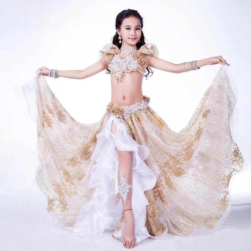 

Индивидуальный костюм для танца живота для детей и взрослых, длинное платье с большой подвеской, комплект платьев для восточного танца RT322