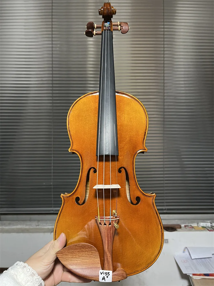 Actual Photo Master Level Deep&Warm Tone 100% Hand Made One-Piece Back Stradivarius “Gibson” 1713 Violin Set w/ Case&Bow V155