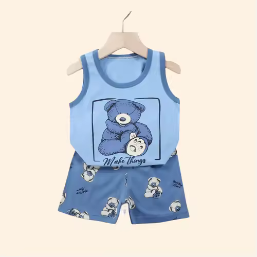 2PCS Children Clothing Vest Suit Children's Sets Summer Cotton T-Shirts Shorts Boys Girls Sleeveless Kids Clothes for baby - Image 4