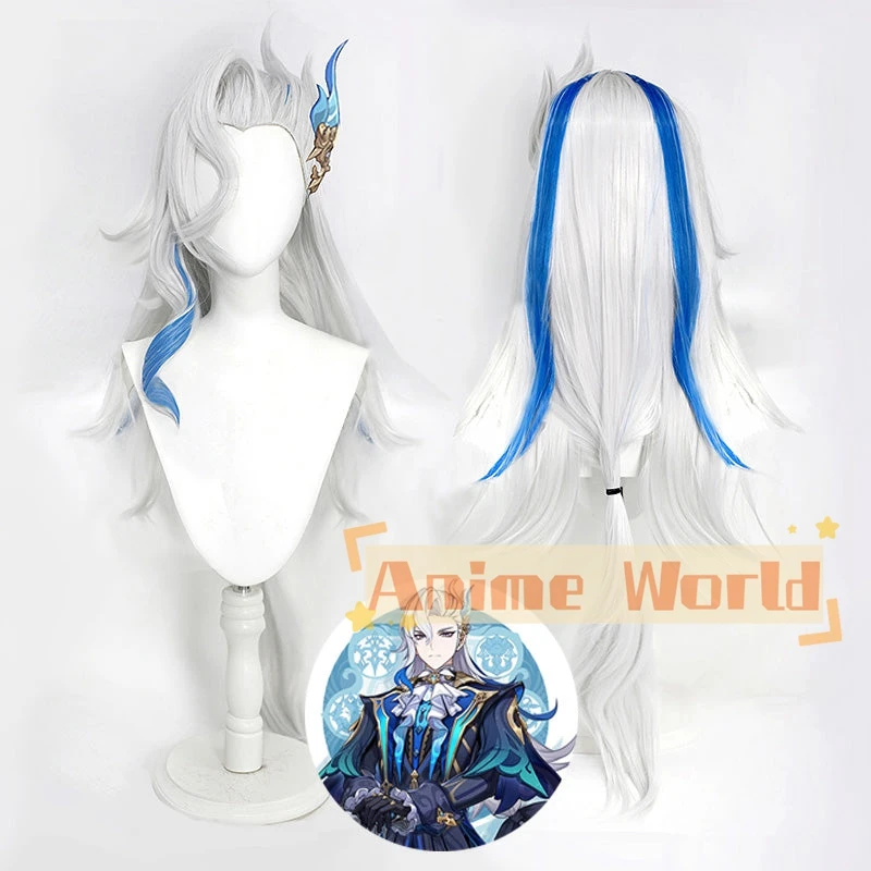 

Genshin Impact Neuvillette Cosplay Wig Halloween Synthetic Hair Heat