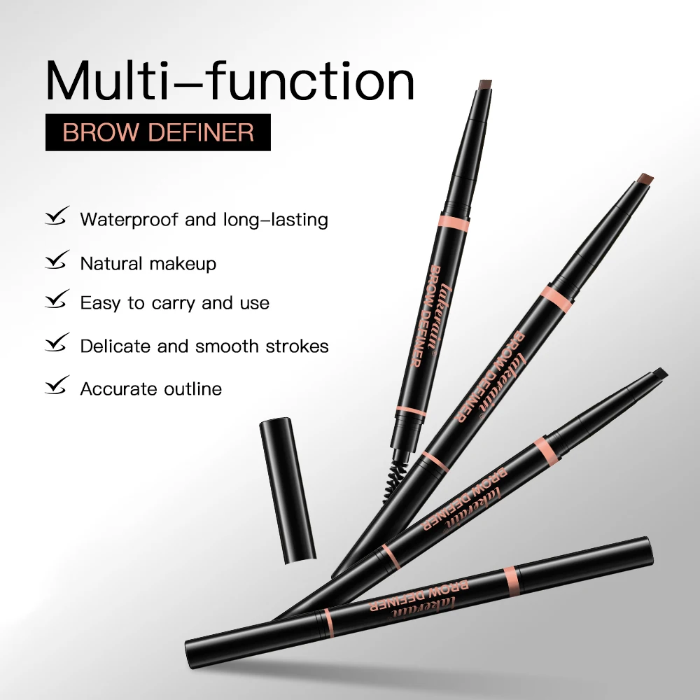 Double Ended Eyebrow Pencil Rotatable Triangle Long Lasting Precise Brow Definer Natural Color Waterproof Eye Brow Pen