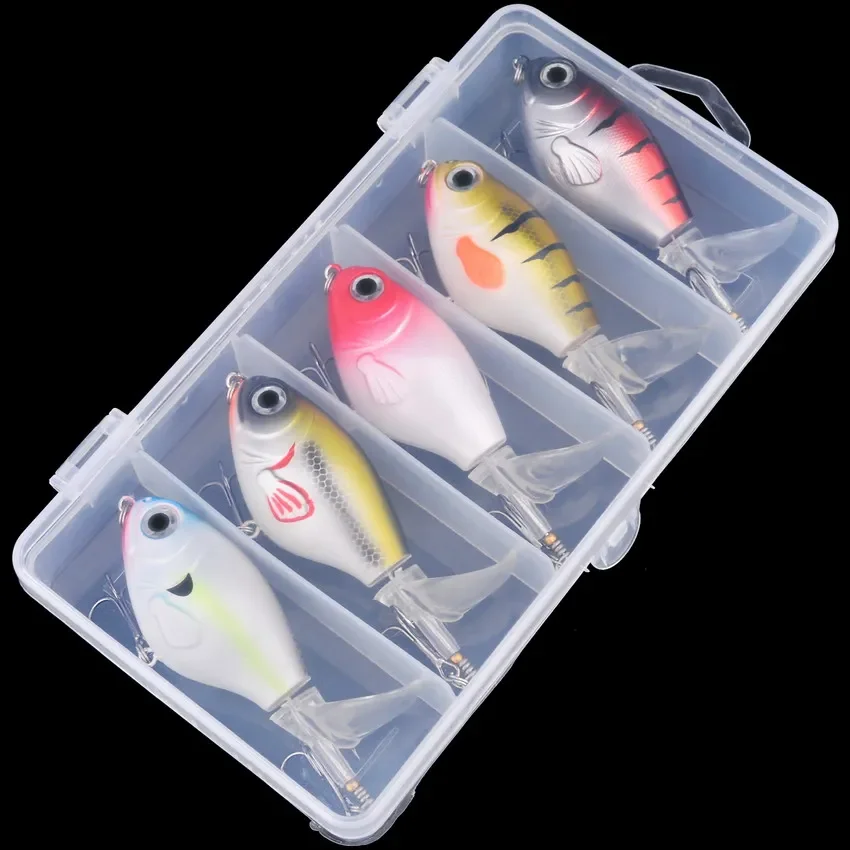 5Pcs/box 16g Topwater Fishing Lure Artificial Bait Hard Swimbait Soft Rotating Tail Fishing Tackle Box Fishing Bait Lures Set